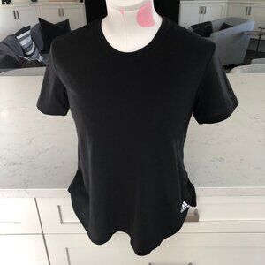 Adidas Activewear Athletic Aeroready SS Crew Neck Top Black White Logo Sz S